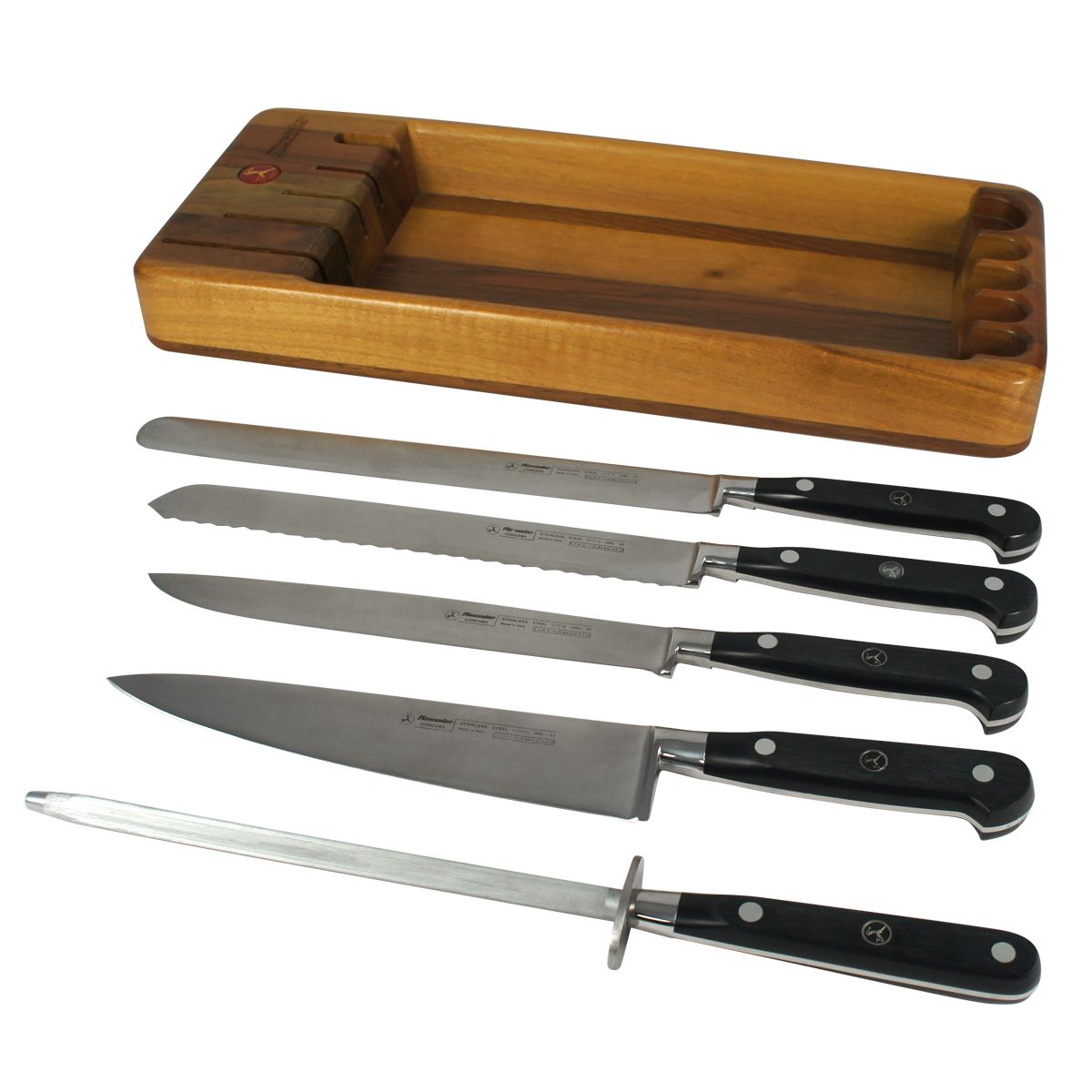 Набор ножей для кухни Alexander 5 предметов на плоской подставке