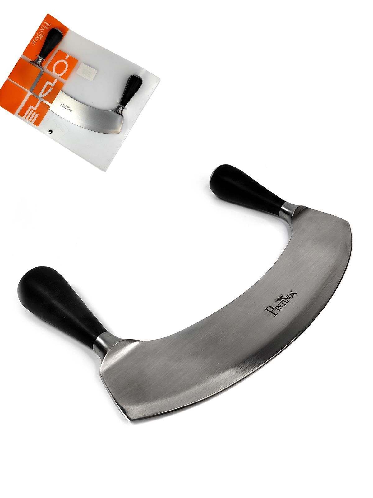 Нож-шинковка 26 см с двумя ручками полукруглый, PintInox